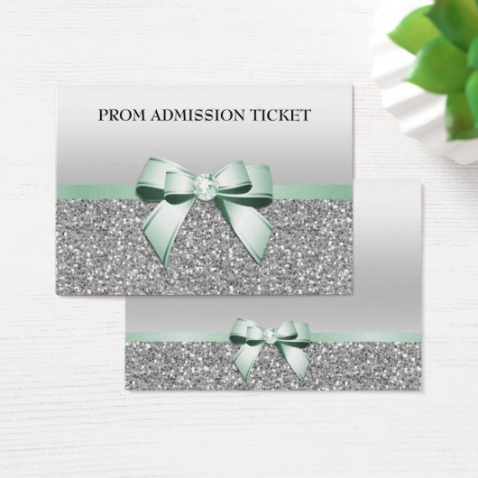 Classy Mint Bow & Silver Glitter Prom Admission (Desk)