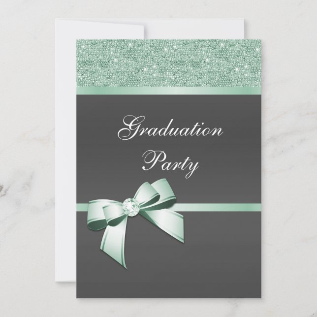 Classy Mint Green & Black Graduation Party      Invitation (Front)