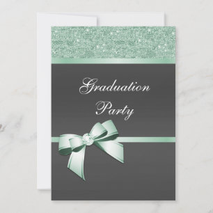 Classy Mint Green & Black Graduation Party Invitation