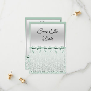 Classy Mint Green Bows & Lace   Save The Date