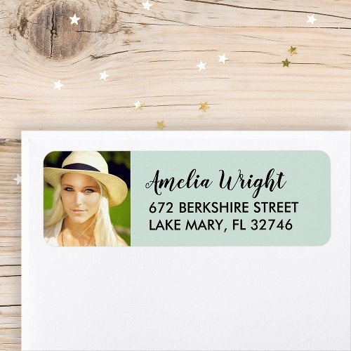 Classy Mint Photo Graduation Return Address Label