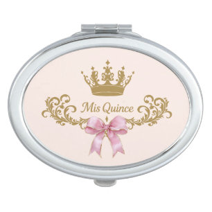 Classy Mis Quince Crown Pink Quinceanera Party Compact Mirror