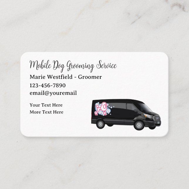 Classy Mobile Dog Grooming Business Cards (Front)