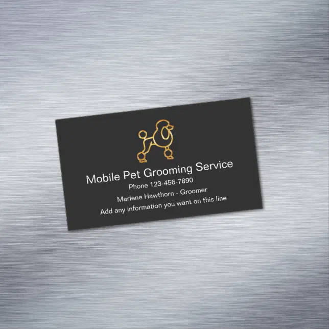 Photo inspiration: Classy Mobile Pet Grooming Elegant Design Magnetic Business Card Photo Inspiration