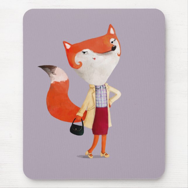 Classy Mod Fox Girl Mouse Pad (Front)