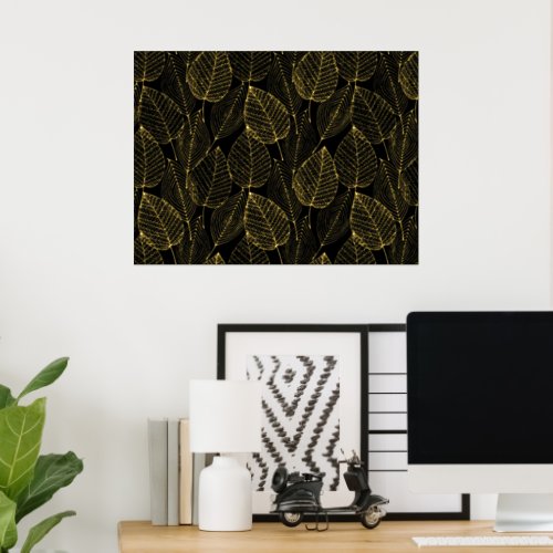 Classy Modern Abstract Leaves Art Pattern Gold Foil Prints