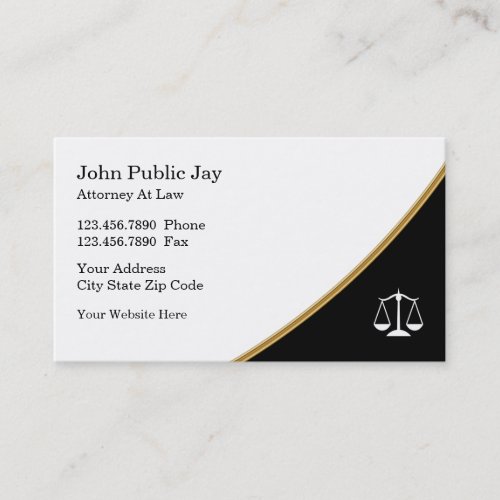 Classy Modern Attorney Law Office Business Cards