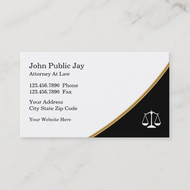 Classy Modern Attorney Law Office Business Cards (Front)