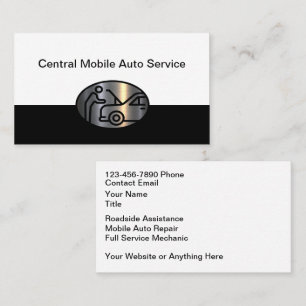 Classy Modern Auto Mechanic Roadside Assistance Business Card