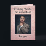 Classy Modern Birthday Greeting for Husband Card<br><div class="desc">Celebrate your husband’s special day with Classy Modern Birthday Greeting for Husband, a refined and elegant design that exudes love and sophistication. Featuring a deep purple background accented by a sleek black rose illustration, it’s a timeless expression of affection and admiration. The message, “Happy birthday to my husband, ” appears...</div>