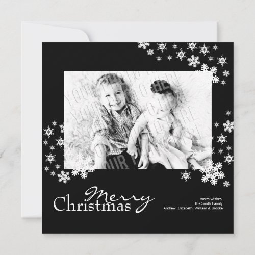 Classy Modern Black  White Photo Christmas Card