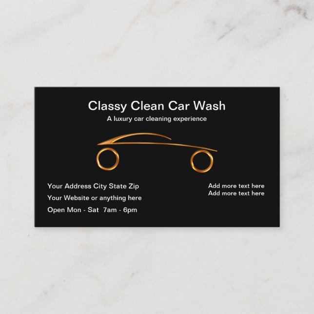 Classy Modern Car Wash Business Card (Front)