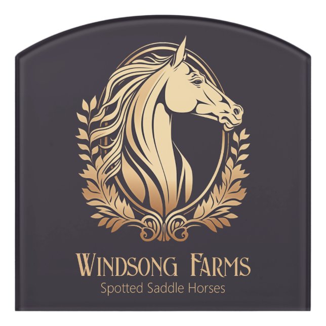 Classy Modern Custom Horse Farm Barn Door Sign (Contour Front)