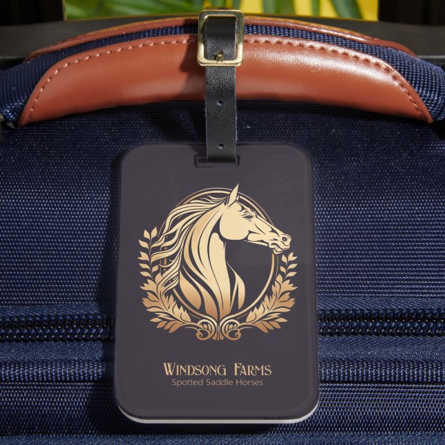 Classy Modern Custom Horse Farm Equine Luggage Tag (Front Insitu 2)