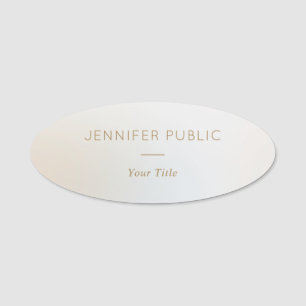 Classy Modern Custom Staff Employee Elegant Oval Name Tag