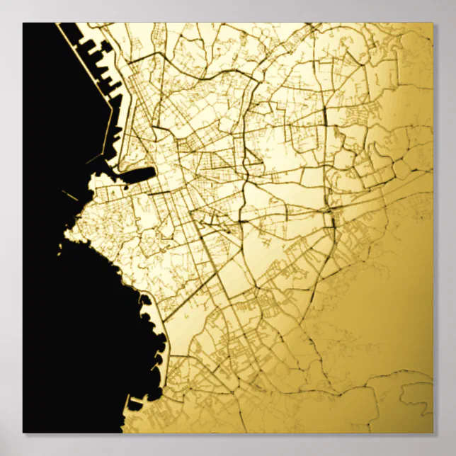 Classy Modern Elegant Gift Map of Marseille France Foil Prints | Zazzle