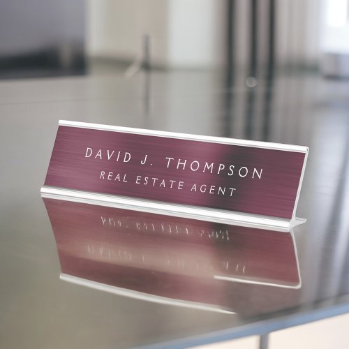 Classy Modern Executive Burgundy Professional Desk Name Plate