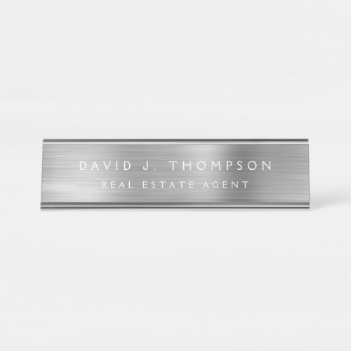 Classy Modern Executive Silver Professional Desk Name Plate