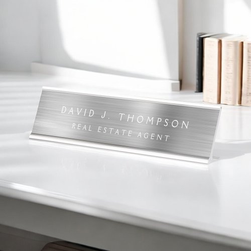 Classy Modern Executive Silver Professional Desk Name Plate