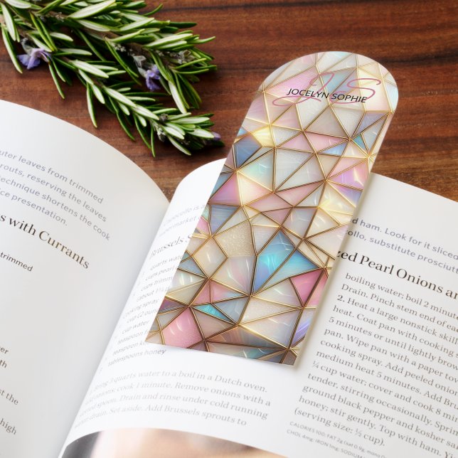 Classy Modern Faux Iridescent Polygon Mosaic Art Bookmarks (Book)