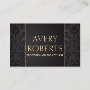 Classy Modern Floral Luxury Sparkle black gold Business Card