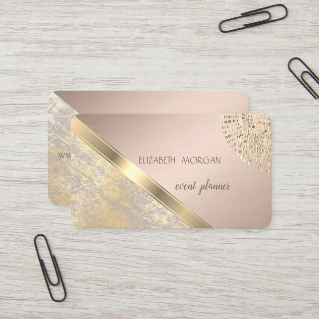 Classy Modern Geometric,Abstract Faux Gold Business Card (Front/Back In Situ)