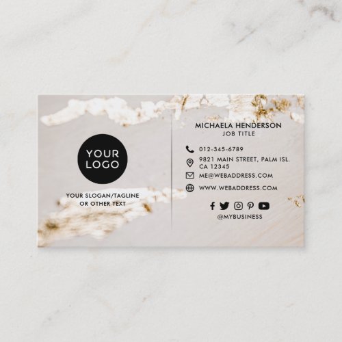 Classy Modern Gold Foil Logo  Socials Business Card