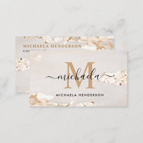 Classy Modern Gold Foil Monogram Initial  Name Business Card