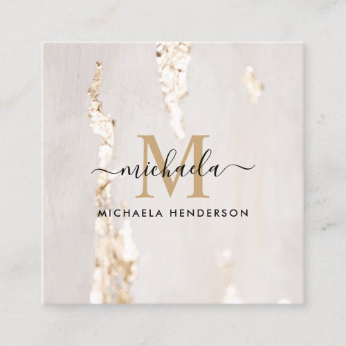 Classy Modern Gold Foil Monogram Initial  Name Square Business Card