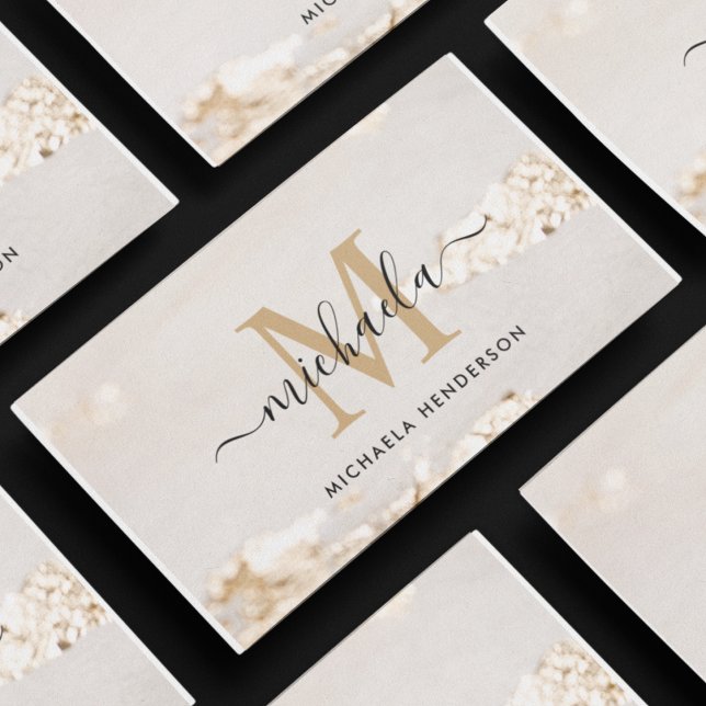 Classy Modern Gold Foil Monogram & Name Business Card (Creator Uploaded)