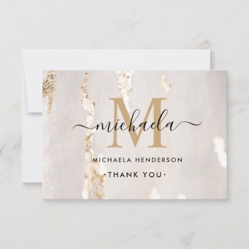Classy Modern Gold Foil Monogram  Name Business Thank You Card