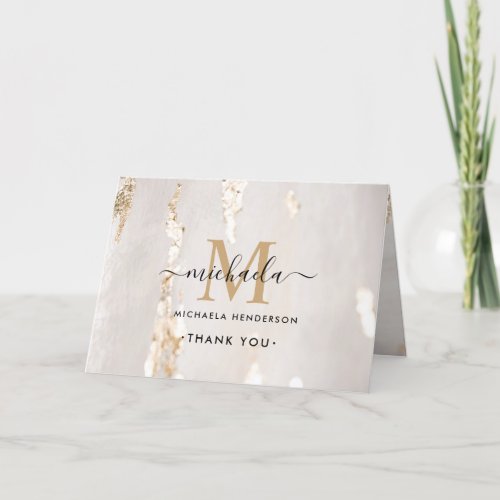 Classy Modern Gold Foil Monogram  Name Business Thank You Card