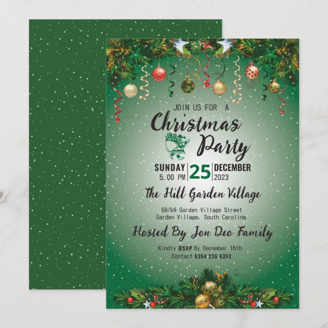 Classy Modern Holiday Elegant Christmas Invitation (Front/Back)