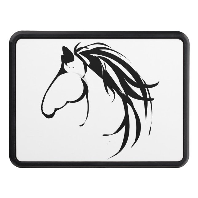 Classy Modern Horse Head Logo Design Trailer Hitch Cover (Front)