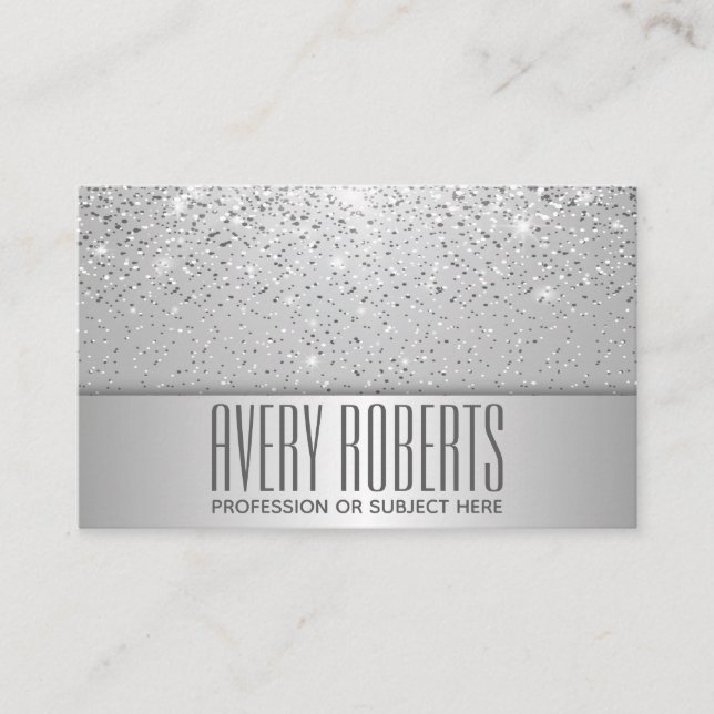 Classy  Modern Luxury Sparkle Silver glitter Business Card (Front)