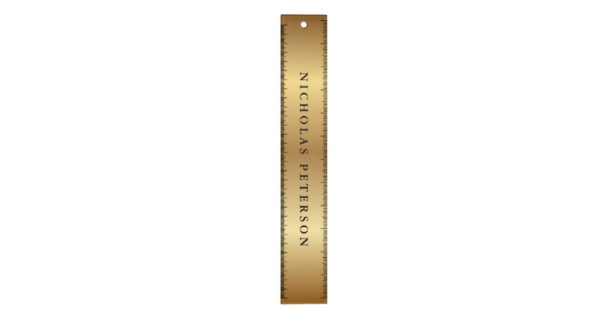 Classy Modern Metallic Gold Personalized Chic Ruler | Zazzle