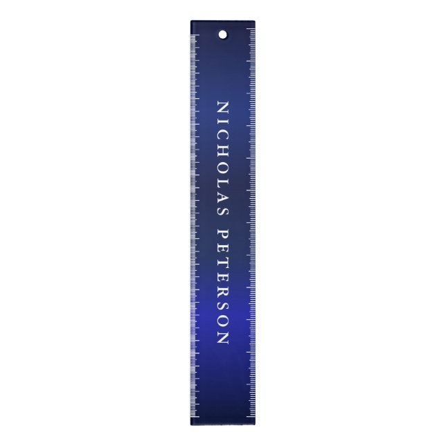 Classy Modern Metallic Navy Blue Personalized Chic Ruler (Vertical)