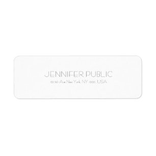 Classy Modern Minimalist White Professional Plain Label