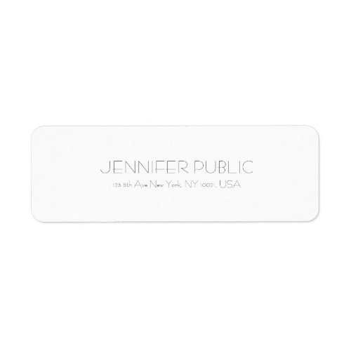 Classy Modern Minimalist White Professional Plain Label