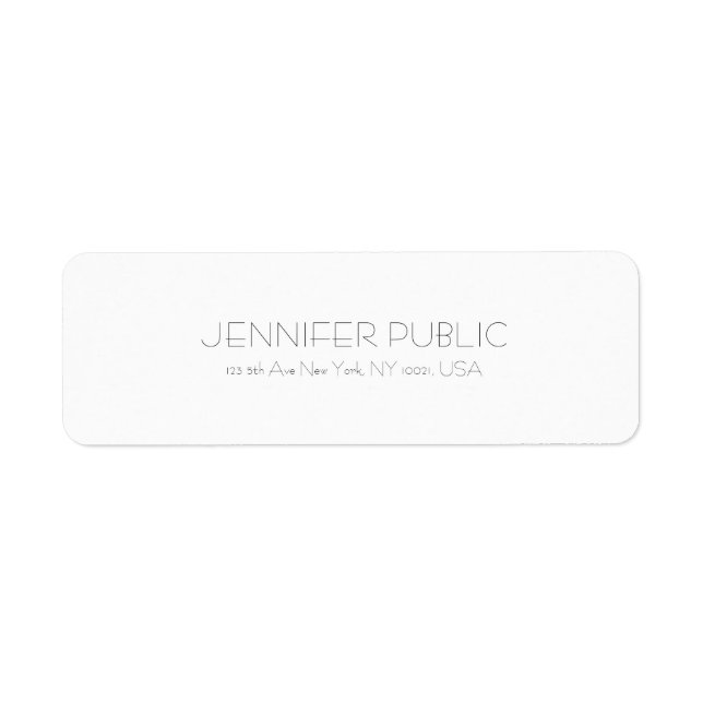 Classy Modern Minimalist White Professional Plain Label (Front)