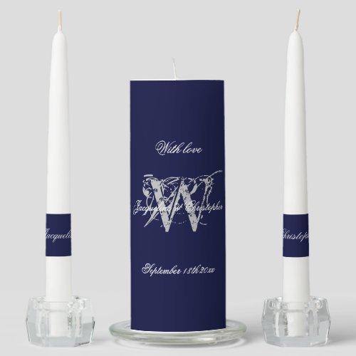 Classy Modern Monogram  Both Names Chic Wedding Unity Candle Set