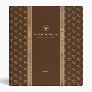 Classy Modern Monogram Important Notes 3 Ring Binder