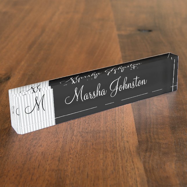 Classy Modern Monogram Name Plate (Side)