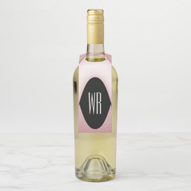 Classy Modern Monogrammed Design Bottle Hanger Tag (On Bottle)