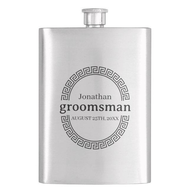 Classy Modern Personalized Bachelor Party   Flask (Front)