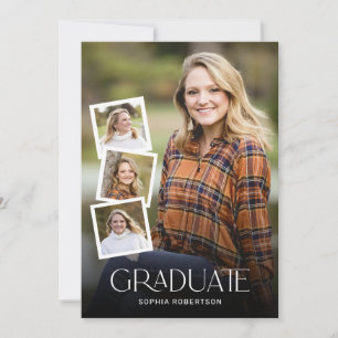 Classy Modern Photo Collage Graduation Party Invitation