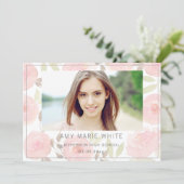 Classy Modern Pink Floral Photo Graduation Invitation (Standing Front)