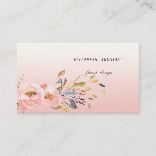 Classy Modern  Romantic Watercolor Floral Business Card