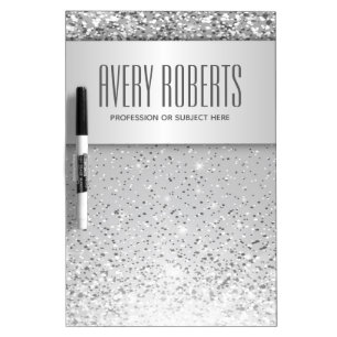 Classy  Modern Silver metallic Luxury Sparkle Dry Erase Board