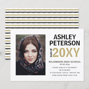 Classy Modern Stylish Elegant Photo Graduation Inv Invitation